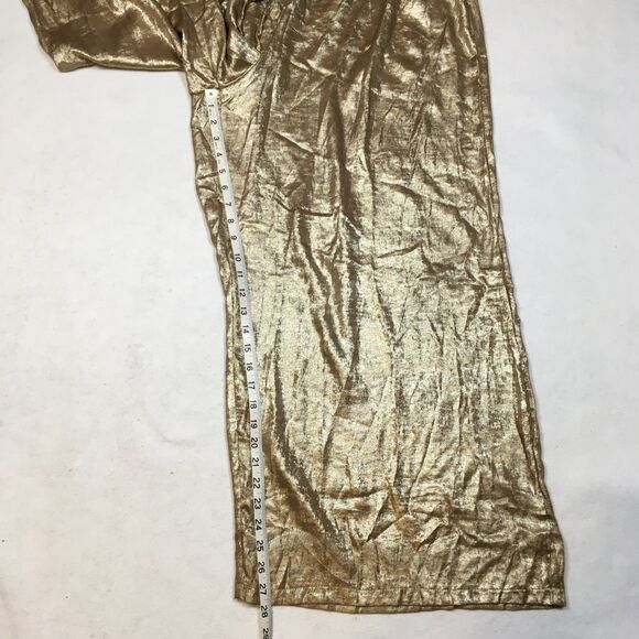 Shein Curve Womens 2XL Wide Leg Palazzo Lounge Pants Gold Glam Paperbag - Picture 5 of 8